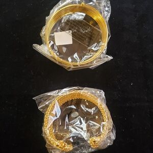 Gold Tone Bangle And Cuff Bracelet Set